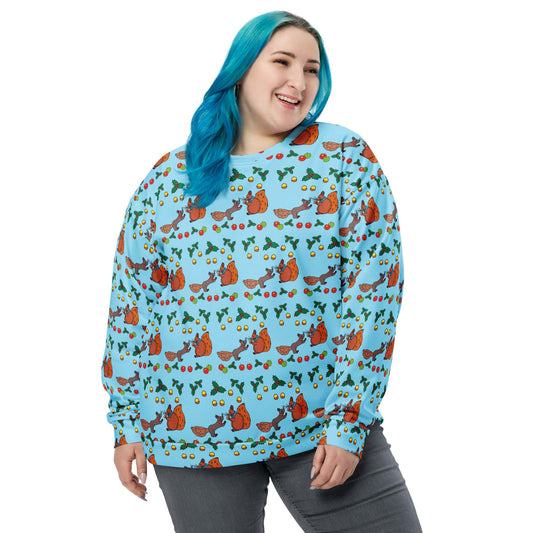 Cozy Fall Vibes Squirrel Women's Recycled Polyester Sweatshirt - Anke Wonder LLC