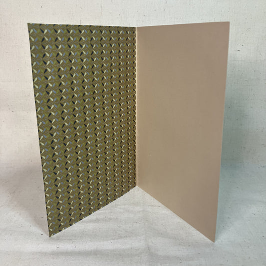 Green pattern inside handmade greeting card by Anke Wonder.