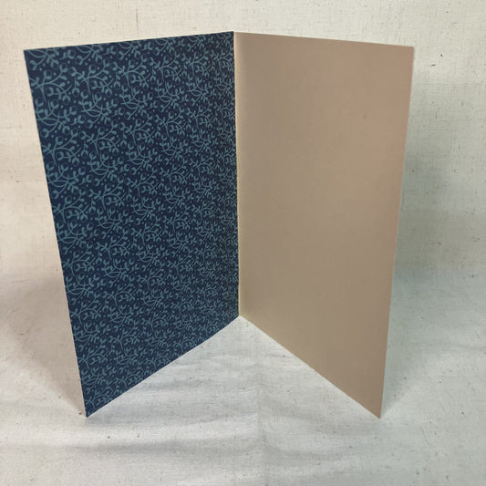 Blue floral inside of a handmade greeting card by Anke Wonder.