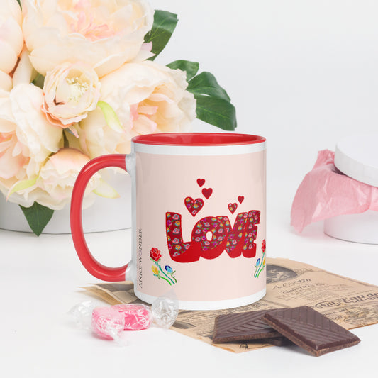 Love Graphic Floral Accent Mug - Anke Wonder LLC