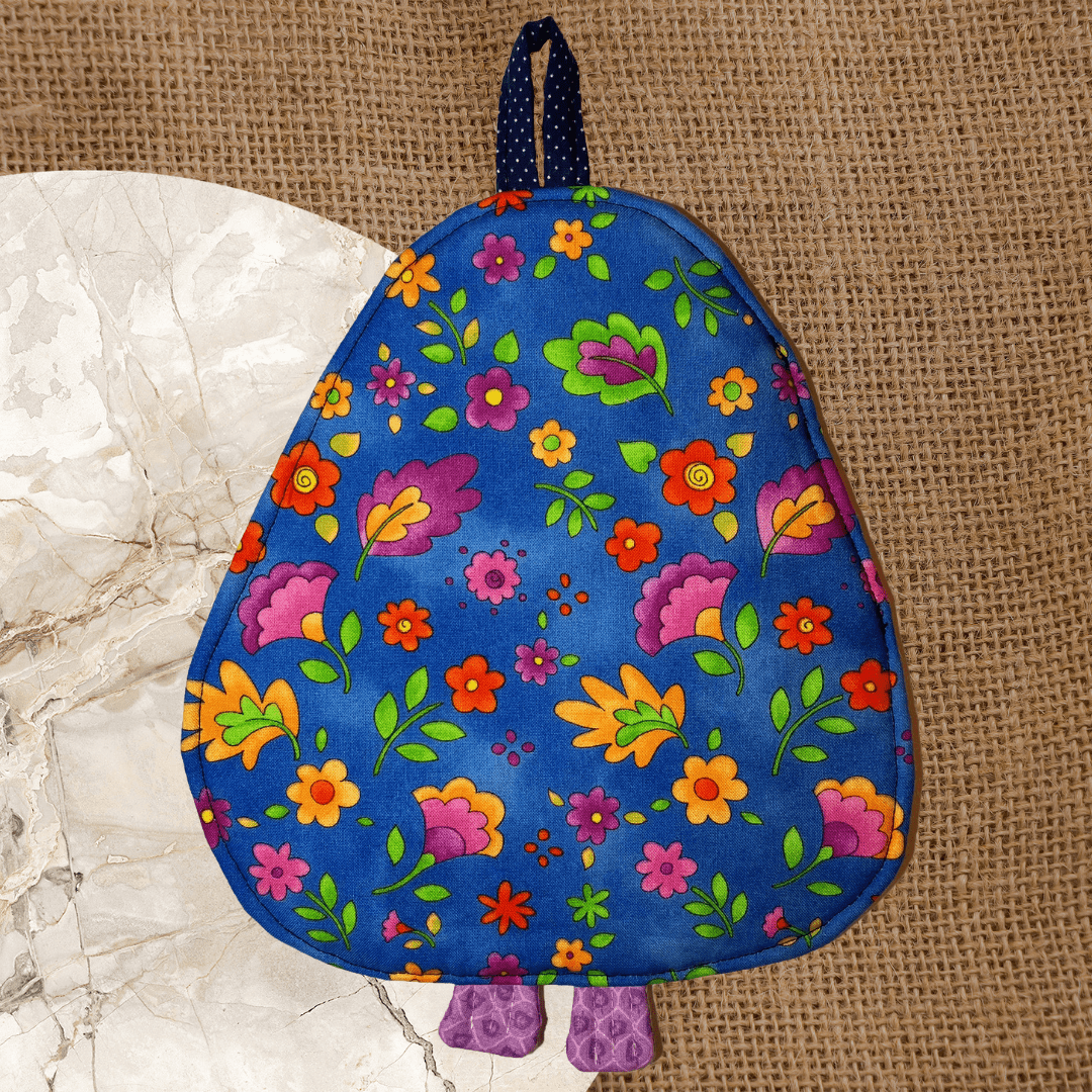 Dog Potholder: Blue Dots Floral Floral Handmade Kitchen Accessories - Anke Wonder LLC