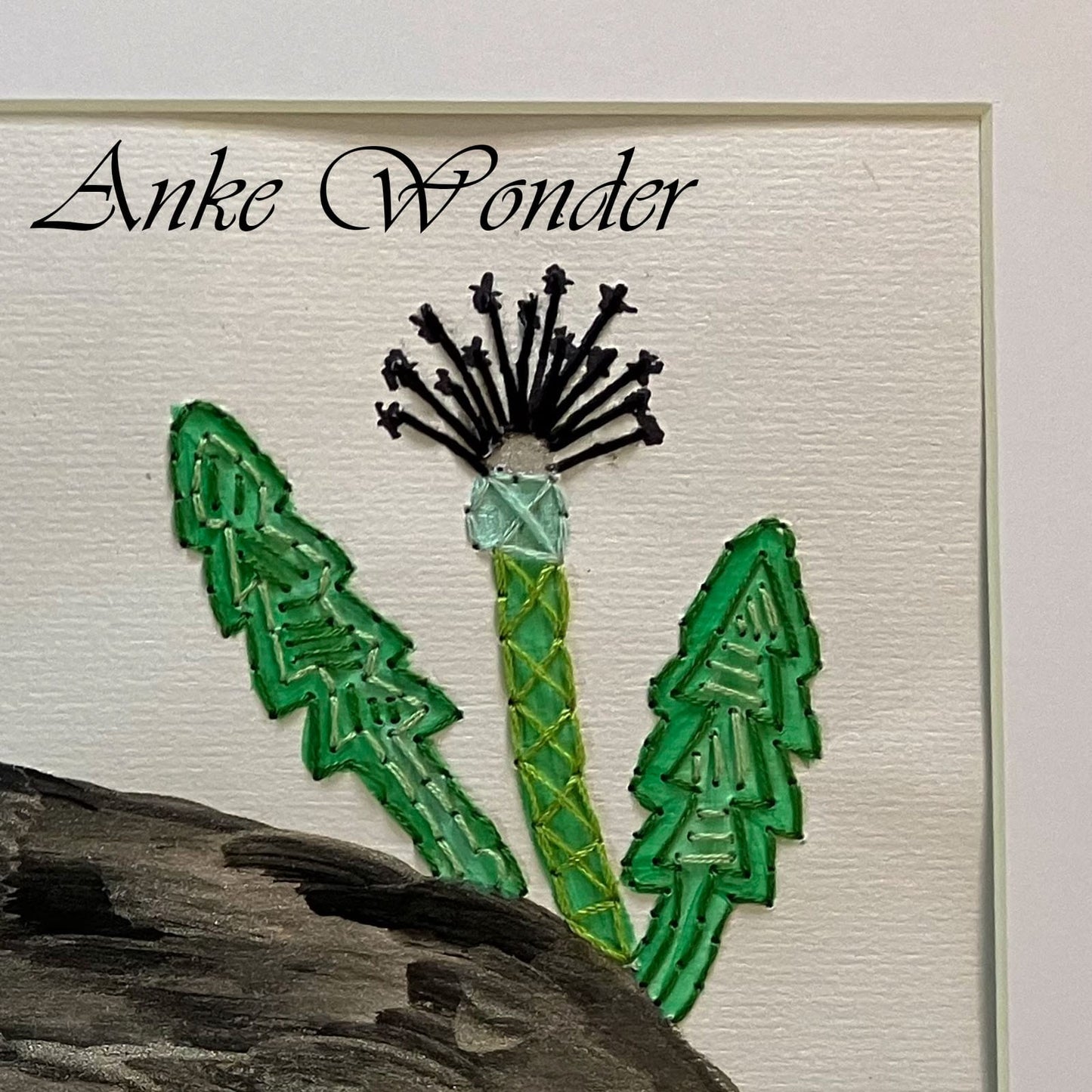 Hand-Embroidered Rabbit with Carrots Painting - Original - Anke Wonder LLC