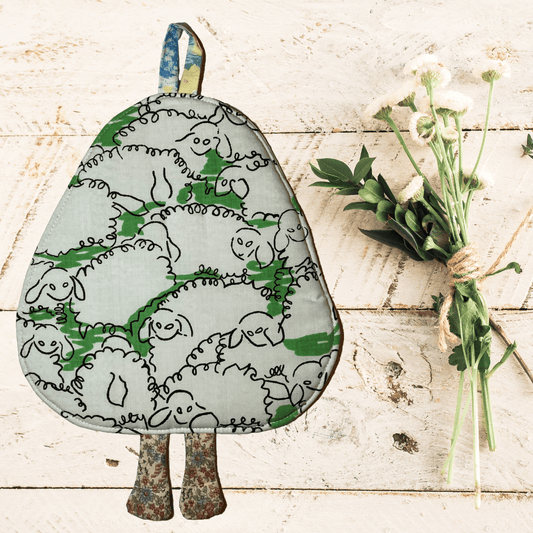 Sheep Potholder: Sheep Print Handmade Kitchen Accessories - Anke Wonder LLC