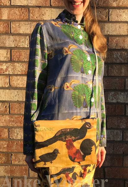 Reversible Women´s Fabric Handbag - Bird and Chicken - Anke Wonder
