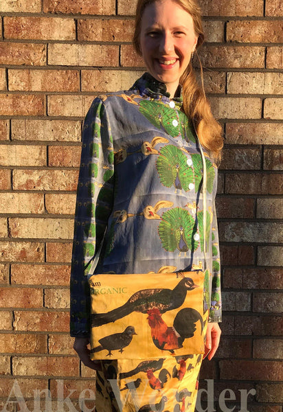Reversible Women´s Fabric Handbag - Bird and Chicken - Anke Wonder
