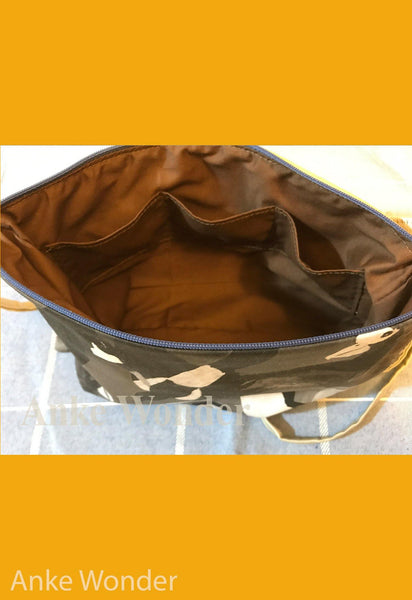 Reversible Women´s Fabric Handbag - Bird and Chicken - Anke Wonder
