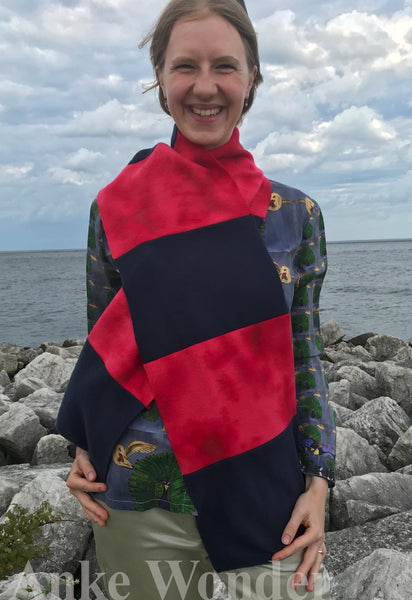 Women´s Fleece Scarf "Bon Voyage Pink and Blue" - Anke Wonder