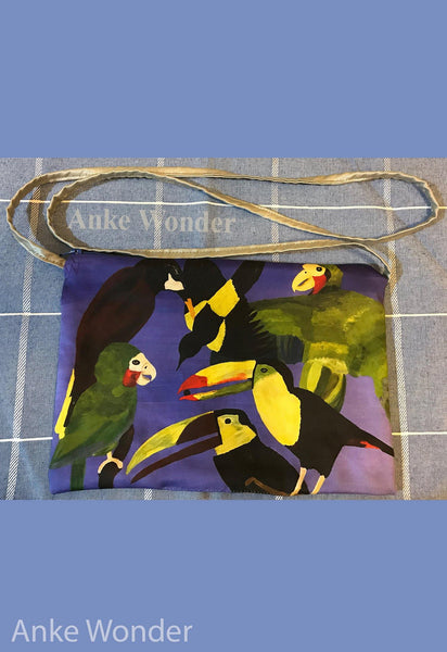 Reversible Women´s Fabric Handbag - Bird and Peacock - Anke Wonder