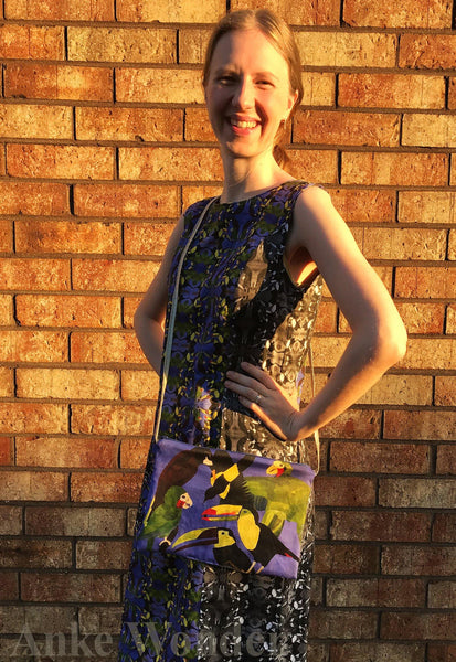 Reversible Women´s Fabric Handbag - Bird and Peacock - Anke Wonder