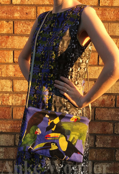 Reversible Women´s Fabric Handbag - Bird and Peacock - Anke Wonder
