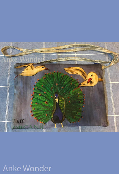 Reversible Women´s Fabric Handbag - Bird and Peacock - Anke Wonder
