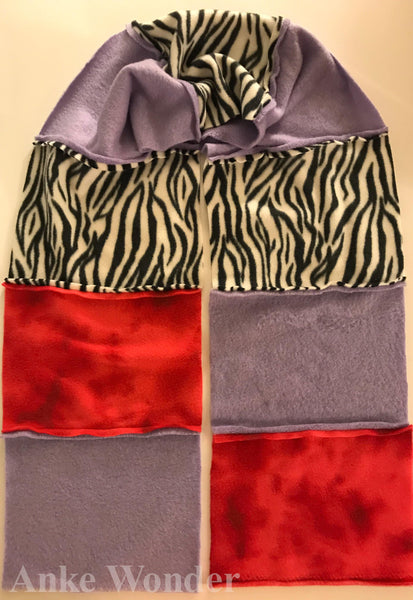 Women´s Fleece Scarf - Purple, Pink, Tiger-Patterned - Anke Wonder