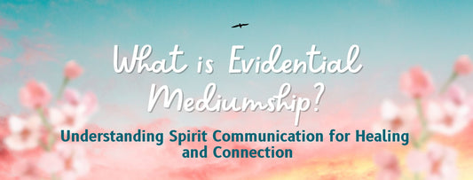 Banner Image with text 'What is Evidential Mediumship' with a pink floral background.