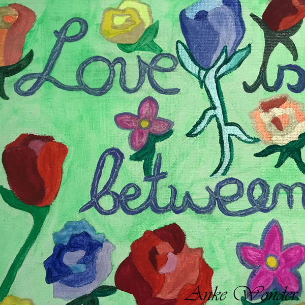 Hand-Embroidered Rumi Painting: “Love is the Bridge Between You and Everything” - Original