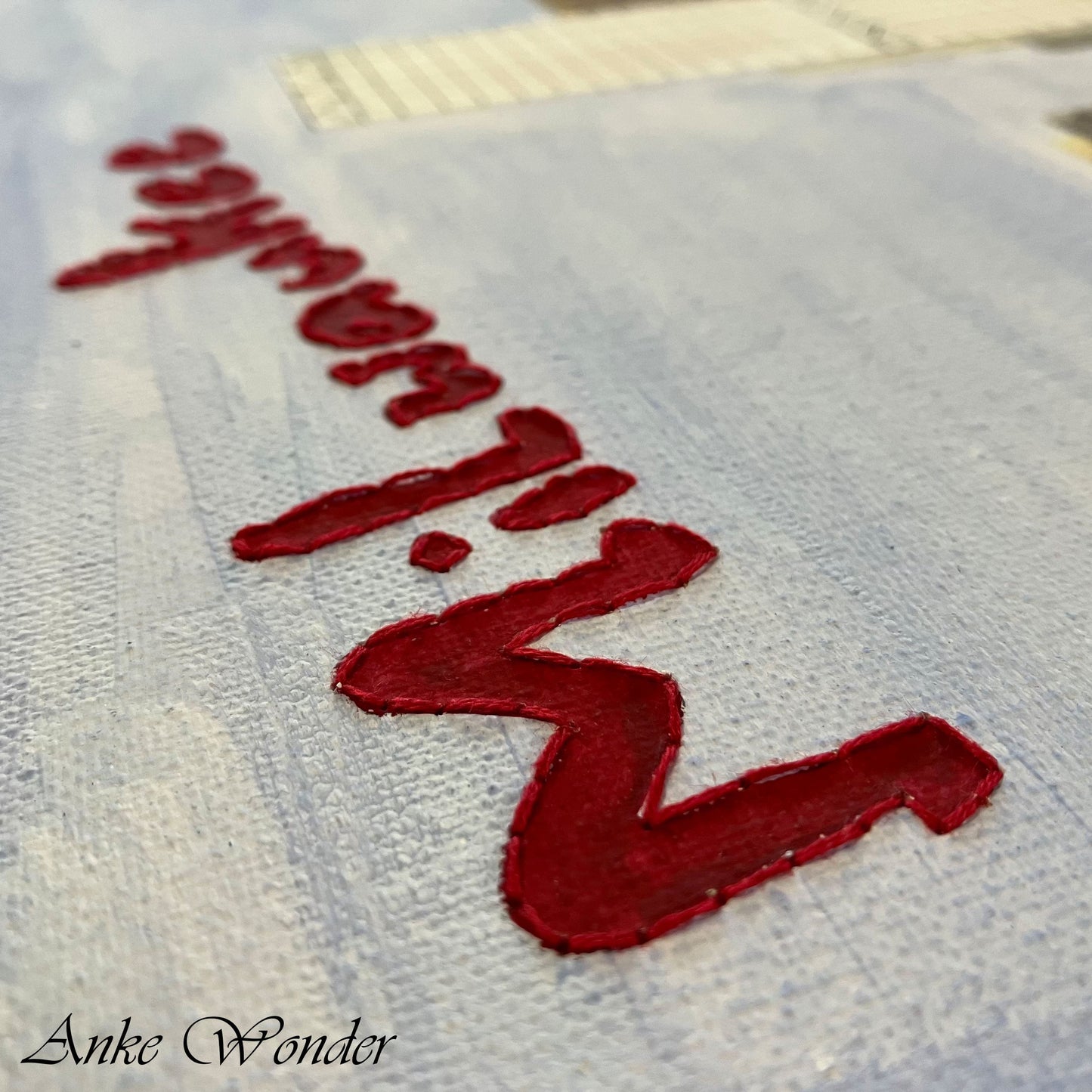 Hand-Embroidered Milwaukee Skyline with Sailboats Acrylic Painting - Original - Anke Wonder LLC