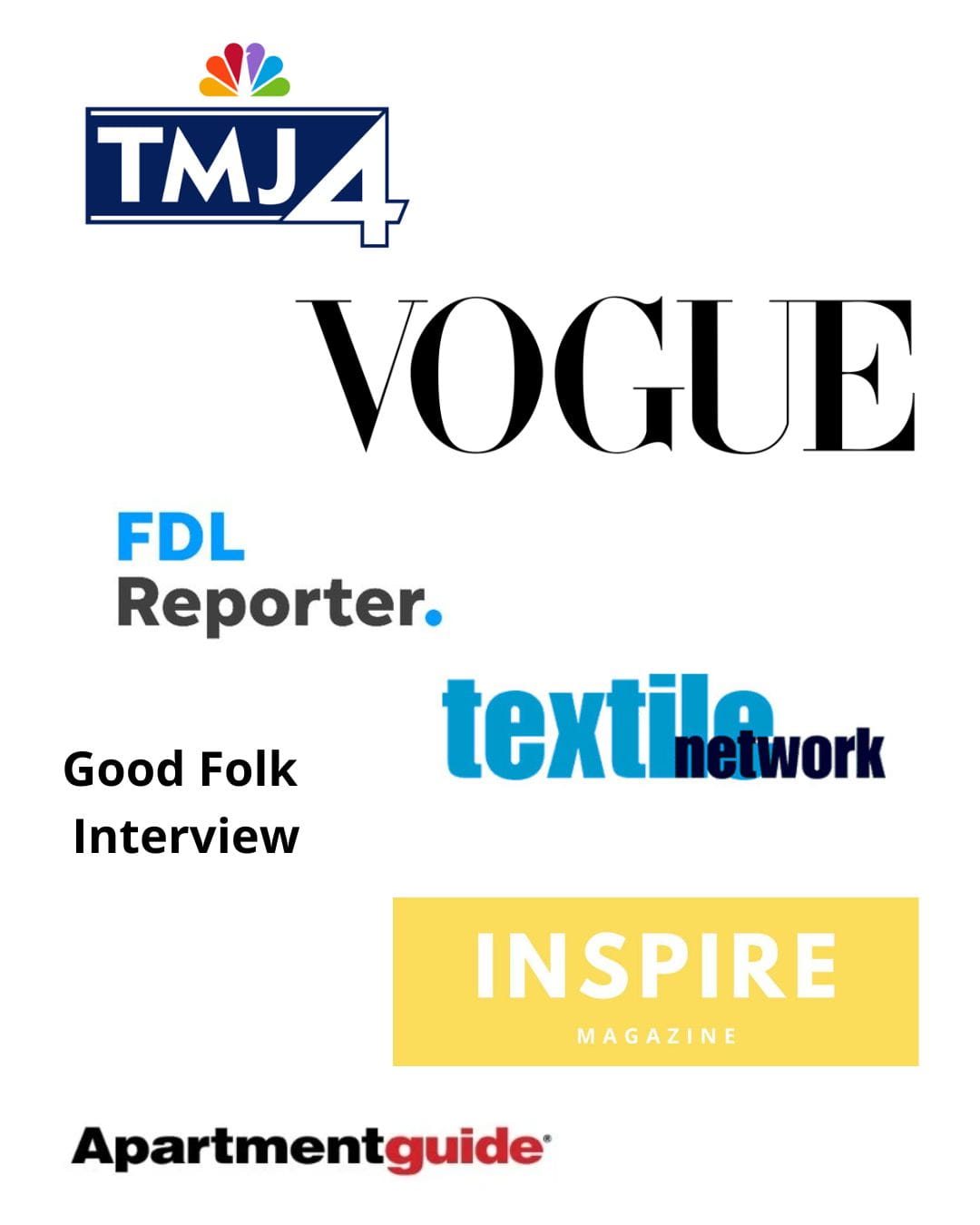 Collection of various logos that featured designer and medium Anke Wonder on a white background