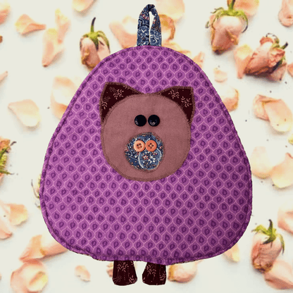 Pig Potholder: Purple Floral Pattern Handmade Kitchen Accessories - Anke Wonder LLC