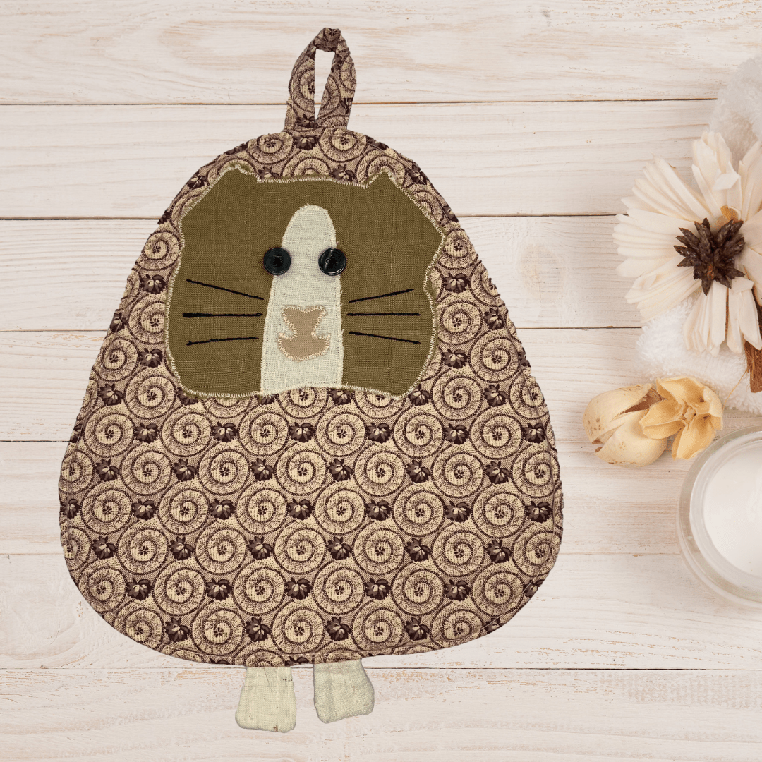 Guinea Pig Potholder: Brown Snail Spiral Pattern Handmade Kitchen Accessories - Anke Wonder LLC