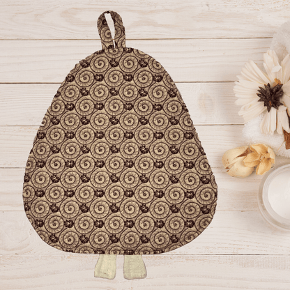 Guinea Pig Potholder: Brown Snail Spiral Pattern Handmade Kitchen Accessories - Anke Wonder LLC