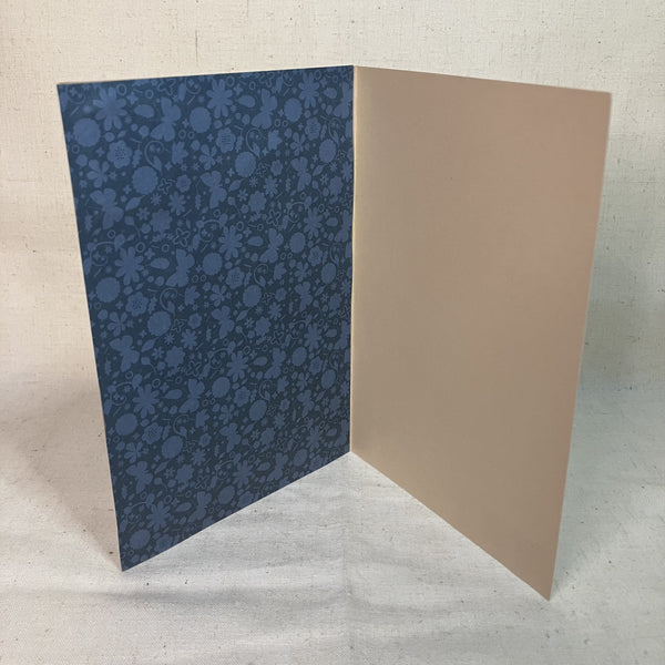 Dark blue floral inside with butterflies of a handmade Birthday greeting card by Anke Wonder.