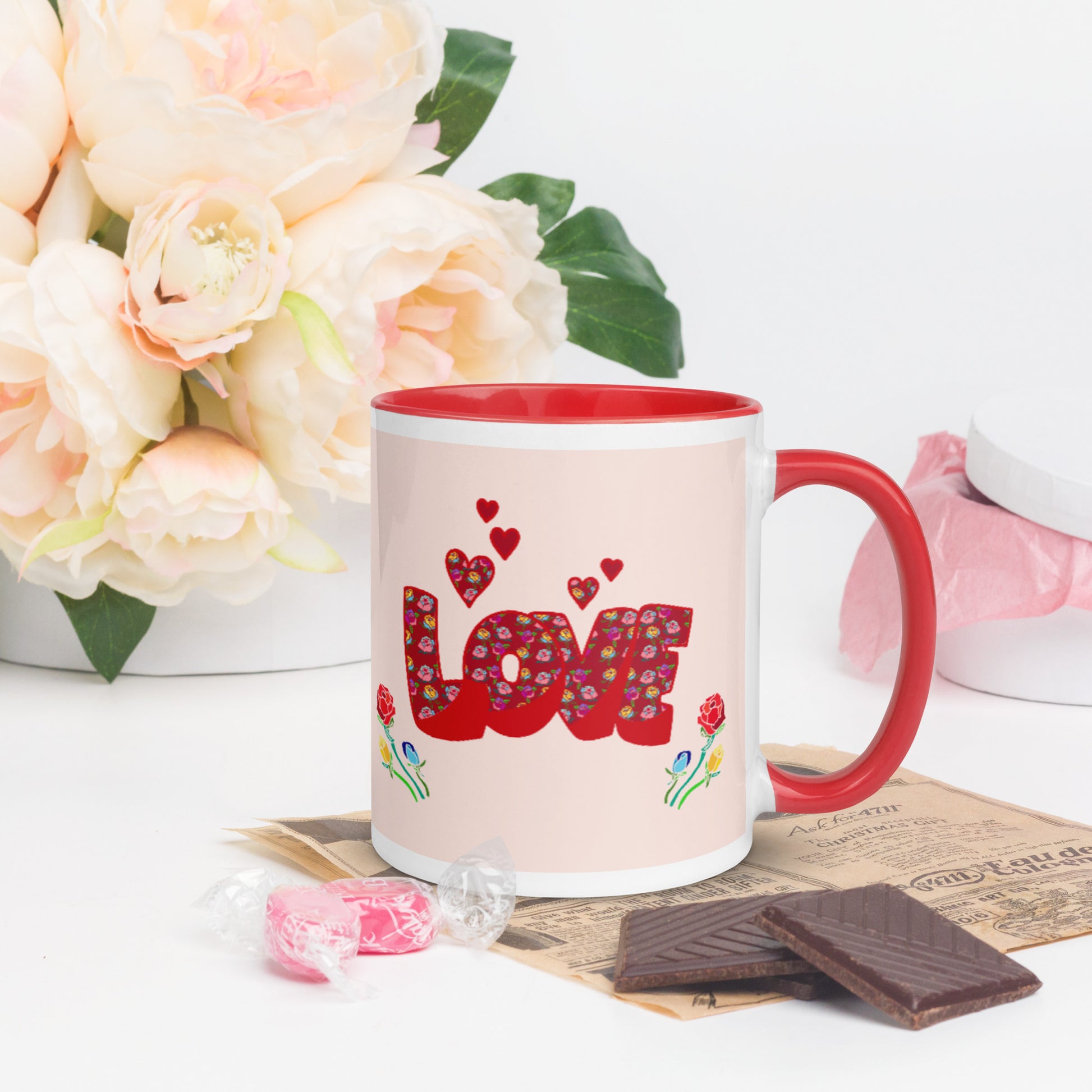 Love Graphic Floral Accent Mug - Anke Wonder LLC