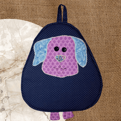 Dog Potholder: Blue Dots Floral Floral Handmade Kitchen Accessories - Anke Wonder LLC