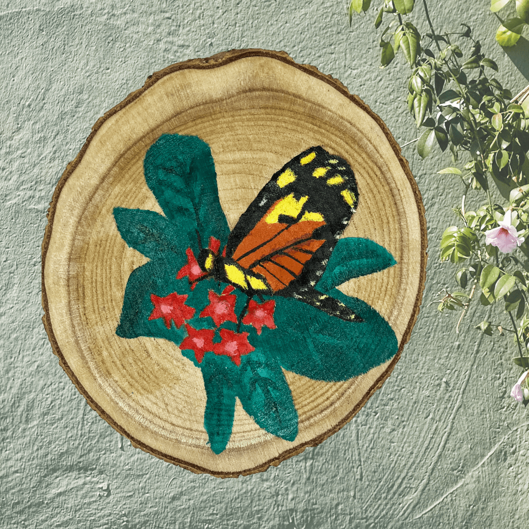 Wooden Monarch Butterfly Artwork – Hand-Painted & Unique - Anke Wonder LLC