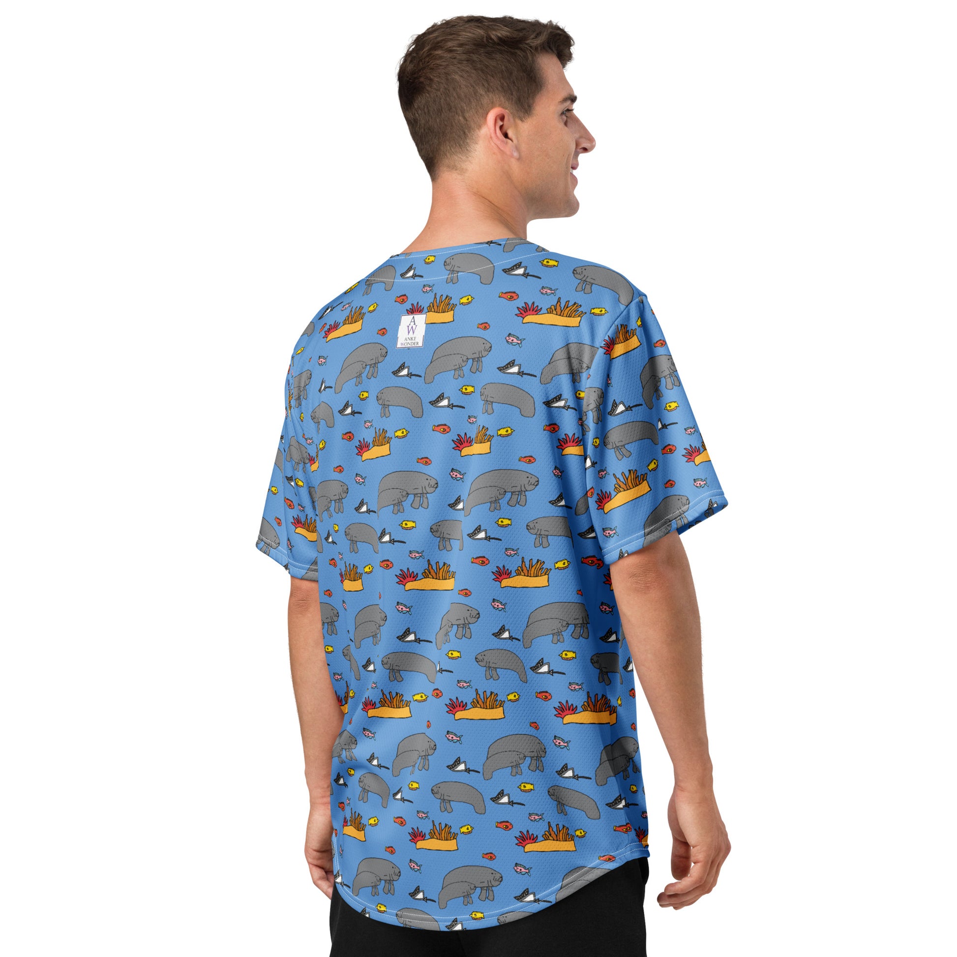 Marine Life Men's Recycled Polyester Baseball Jersey - Anke Wonder LLC