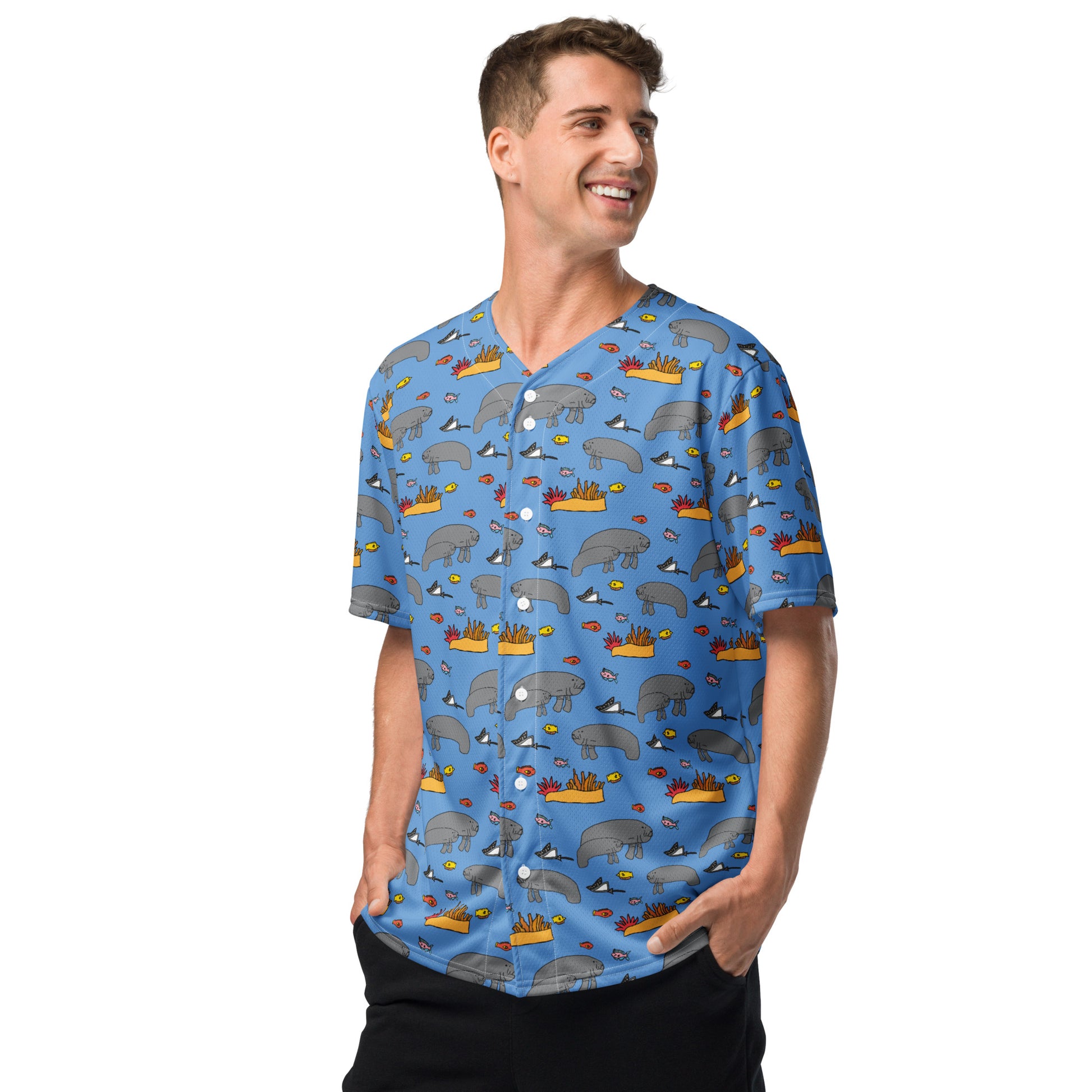 Marine Life Men's Recycled Polyester Baseball Jersey - Anke Wonder LLC