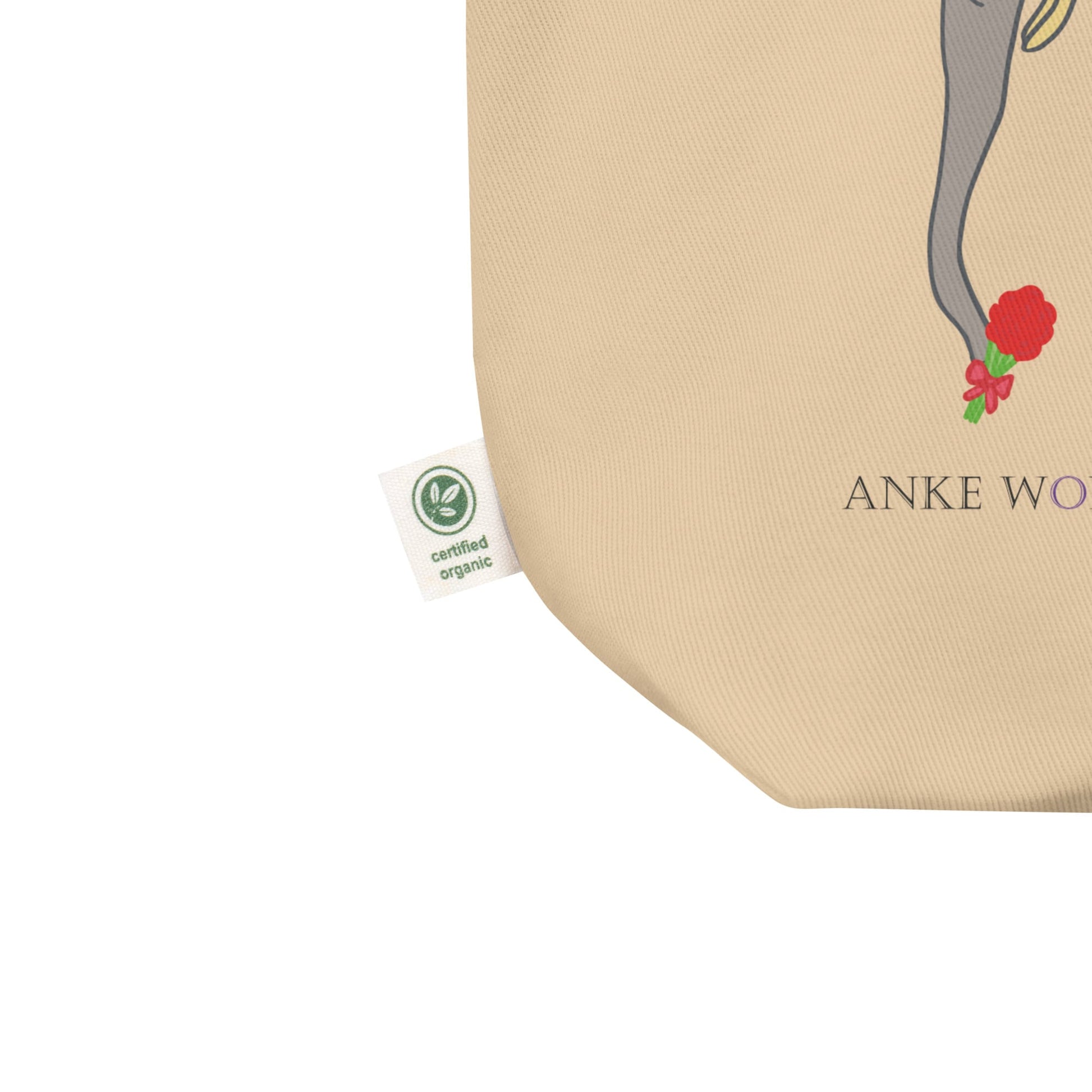 Natural beige organic cotton tote handle—durable and eco-conscious.
