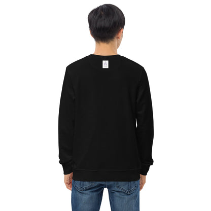 Man displaying the back of the "Born to Stand Out" sweatshirt, with the Anke Wonder brand label visible near the neckline.