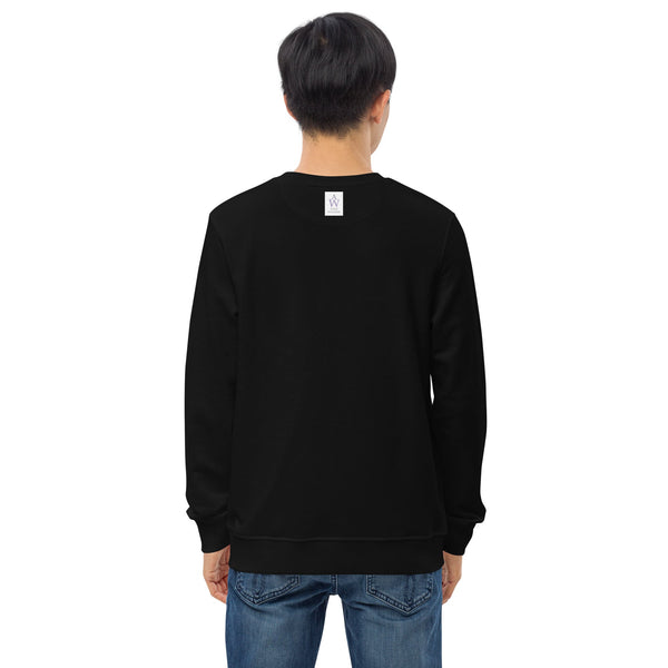 Man displaying the back of the "Born to Stand Out" sweatshirt, with the Anke Wonder brand label visible near the neckline.