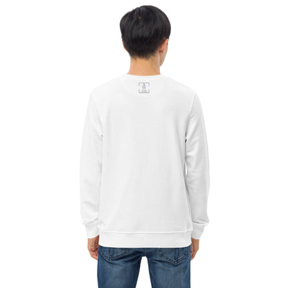 The back of the white sweatshirt, showing the clean design with the Anke Wonder label near the neckline.