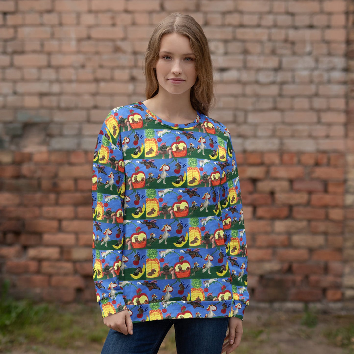 Unicorn Painting Women's Sweatshirt - Eco-Chic Recyled Polyester - Anke Wonder LLC