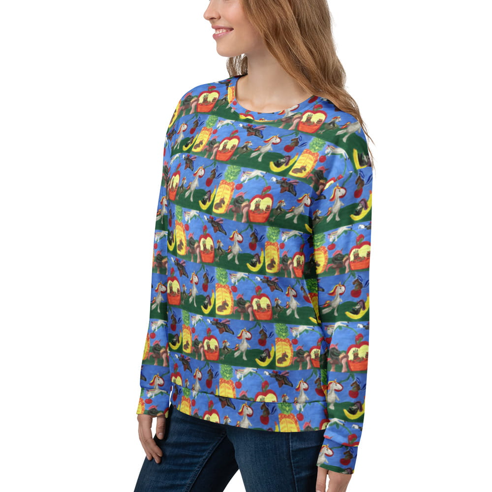 Unicorn Painting Women's Sweatshirt - Eco-Chic Recyled Polyester - Anke Wonder LLC