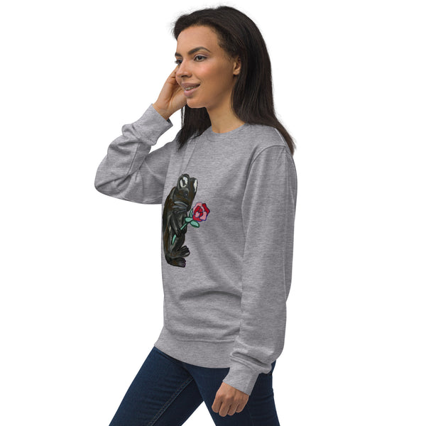 Whimsical Rabbit Rose Women's Organic Cotton Sweatshirt