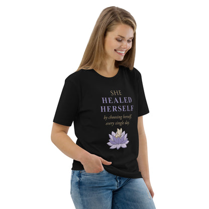 She Healed Herself Organic Cotton T-Shirt (White, Lavender, Black)