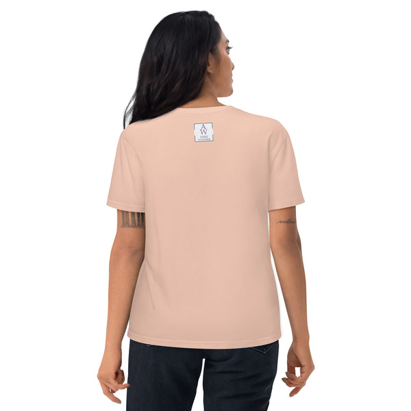 Back of the Fraiche-Peche butterfly t-shirt with the Anke Wonder label, highlighting eco-friendly and sustainable fashion.