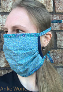 Reversible Blue Floral Face Mask | Free US shipping - Anke Wonder