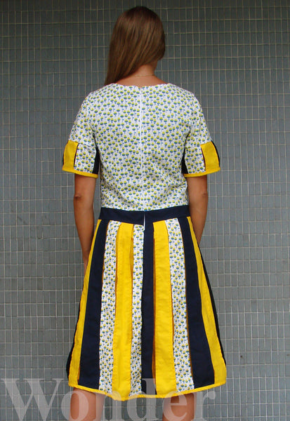Women´s Yellow-Blue Stripe Dress - Anke Wonder