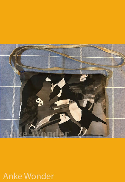 Reversible Women´s Fabric Handbag - Bird and Chicken - Anke Wonder