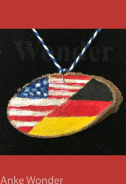 Wooden Necklace German/American Flag - Anke Wonder