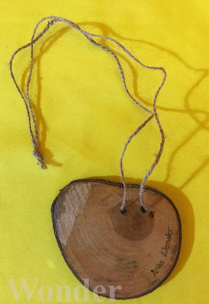 Handpainted Wooden Necklace with tropical white and red-tailed  Koaʻe ʻula bird, with brown cotton band and gift box.
