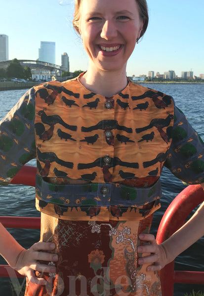 Women's Short Designer Jacket "Sunset" with Scarf - Anke Wonder