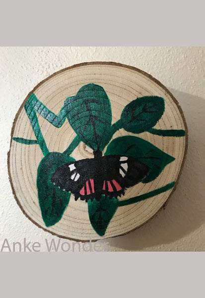 Wooden Red Postman Butterfly Artwork - Anke Wonder
