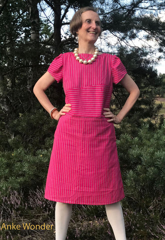 Pink & White Women's Stripe Dress 'Horizon' - Anke Wonder LLC