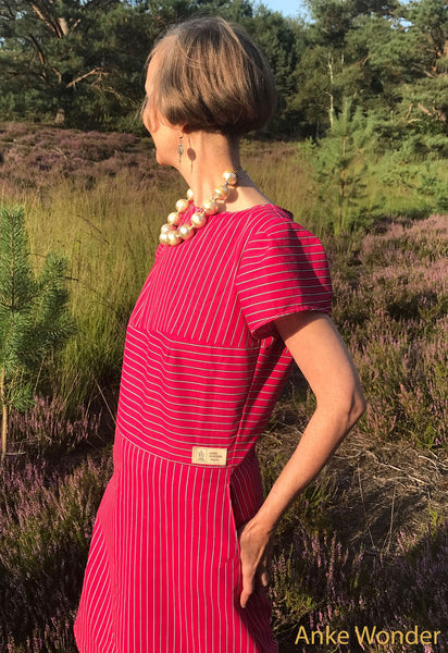 Pink & White Women's Stripe Dress 'Horizon' - Anke Wonder LLC