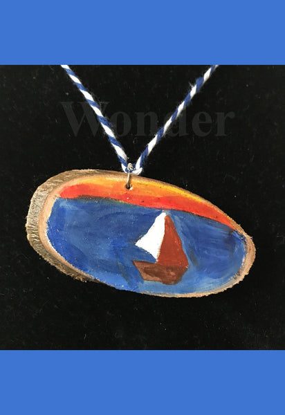 Handpainted Wooden Necklace Boat - Anke Wonder