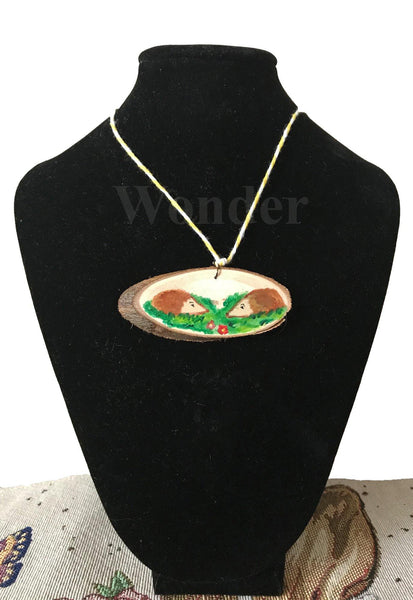 Handpainted Wooden Necklace Hedgehog - Anke Wonder